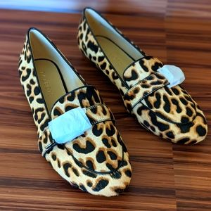Brand new calf leather leopard loafers Talbots 8